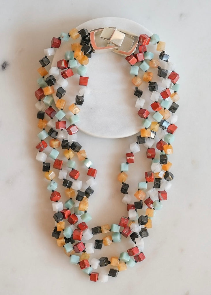 Patricia von Musulin | 5 Strand Jade Cube Necklace