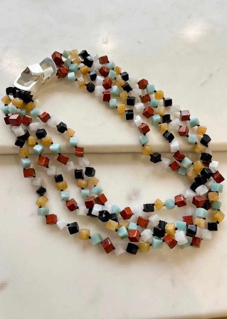 Patricia von Musulin | 5 Strand Jade Cube Necklace
