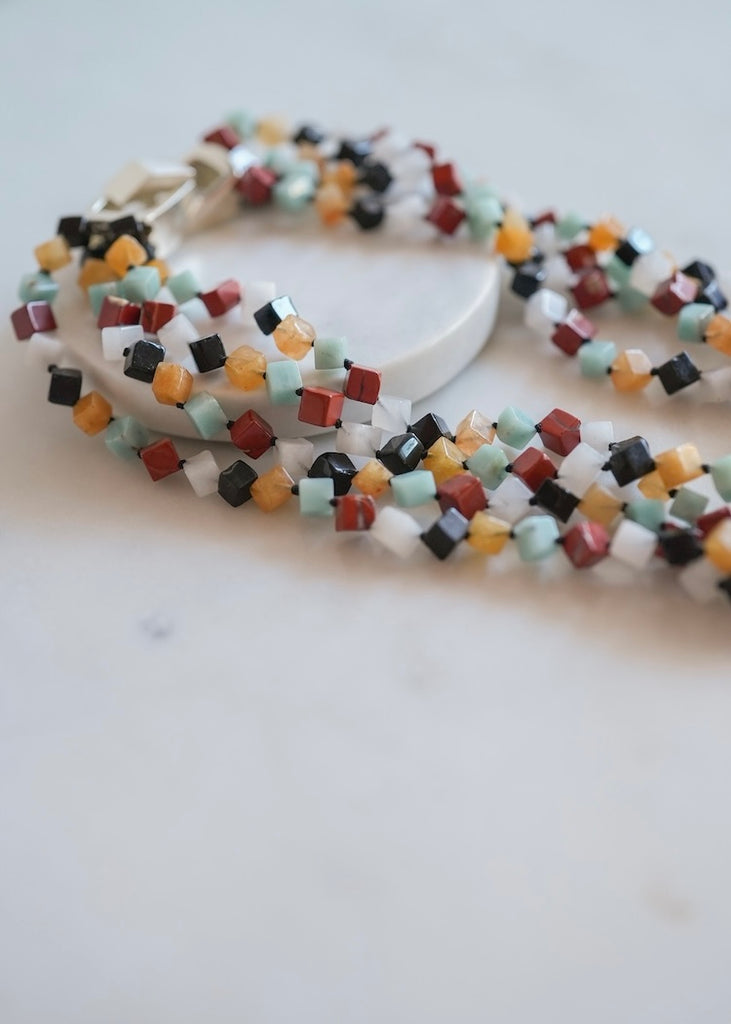 Patricia von Musulin | 5 Strand Jade Cube Necklace