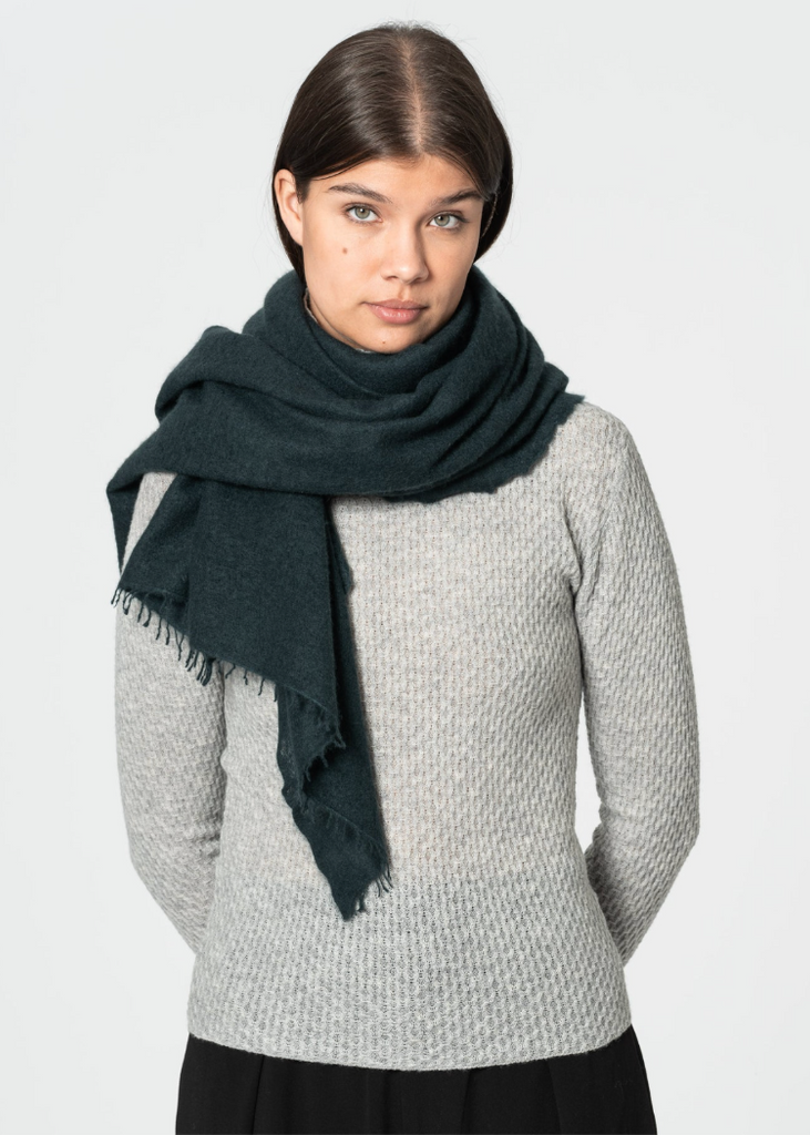 Dinadi | Cashmere Felted Scarf | Peacock Green
