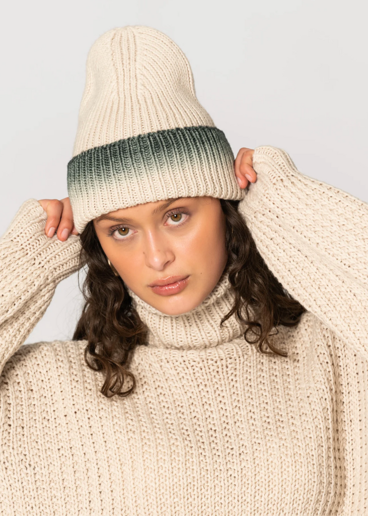 Dinadi | Merino Handknit Fade Hat | Peacock Green