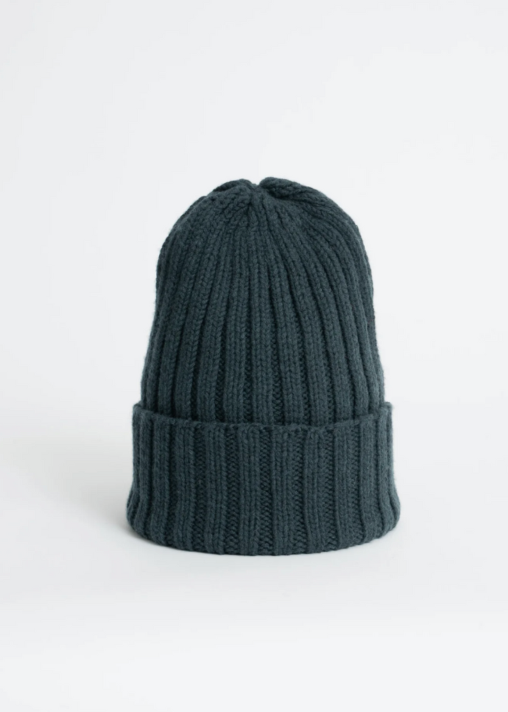 Dinadi | Merino Handknit Thick Rib Hat | Peacock Green