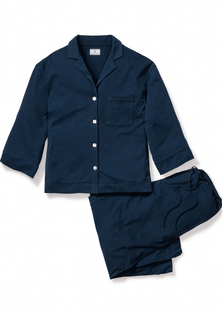 Petite Plume | Olivia Wide Leg Pajama Set in Navy