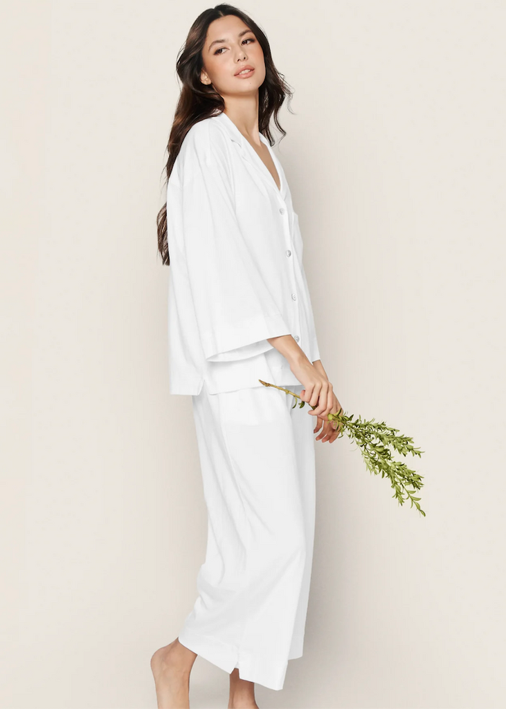 Petite Plume | Olivia Wide Leg Pajama in White