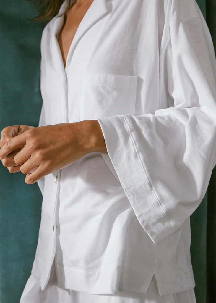 Petite Plume | Olivia Wide Leg Pajama in White