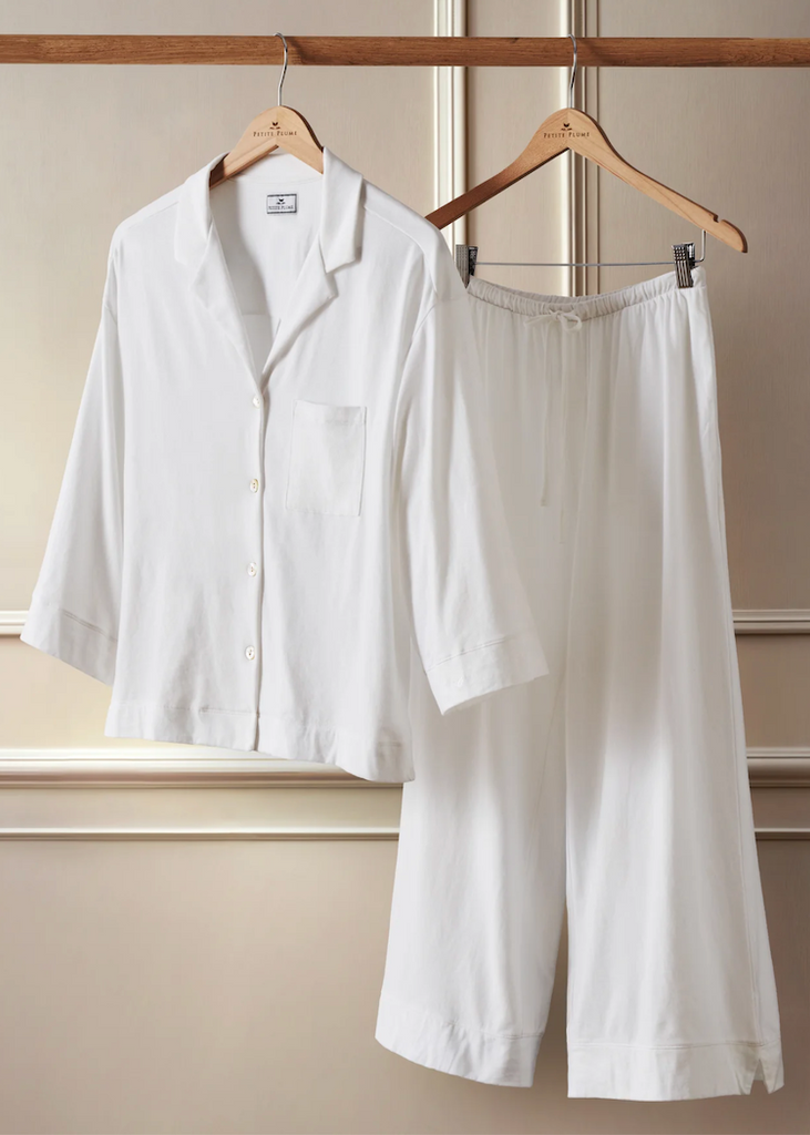 Petite Plume | Olivia Wide Leg Pajama in White