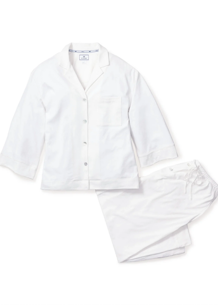 Petite Plume | Olivia Wide Leg Pajama in White