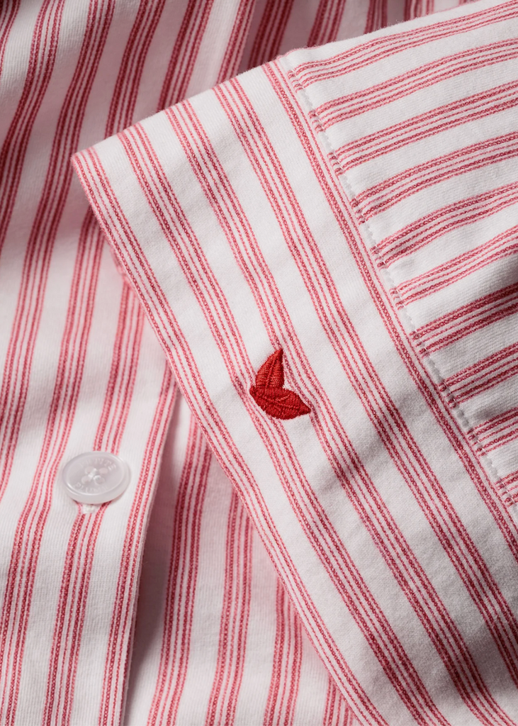 Petite Plume | Pima Olivia Wide Leg Pajama Set in Antique Red Ticking