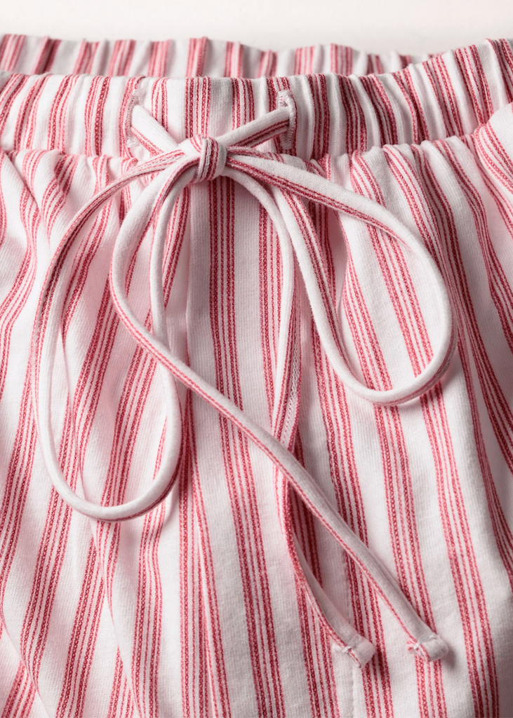 Petite Plume | Pima Olivia Wide Leg Pajama Set in Antique Red Ticking