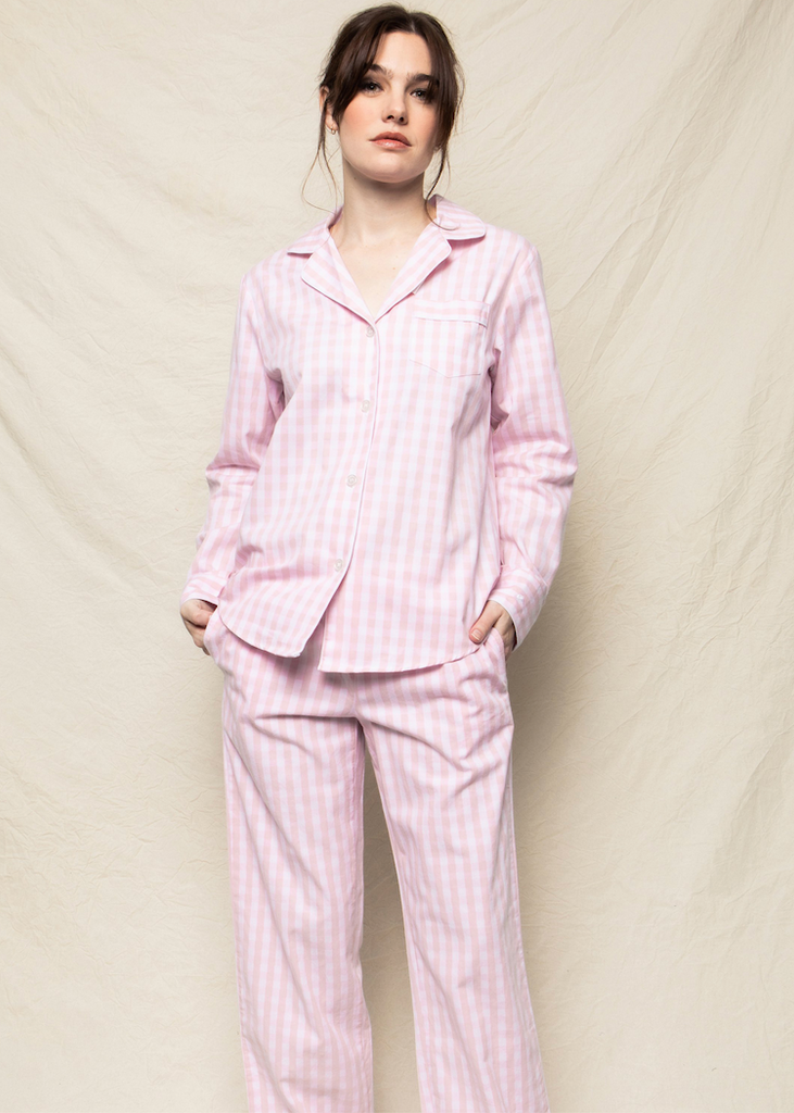 Petite Plume | Pima Pajama Set in Pink Gingham