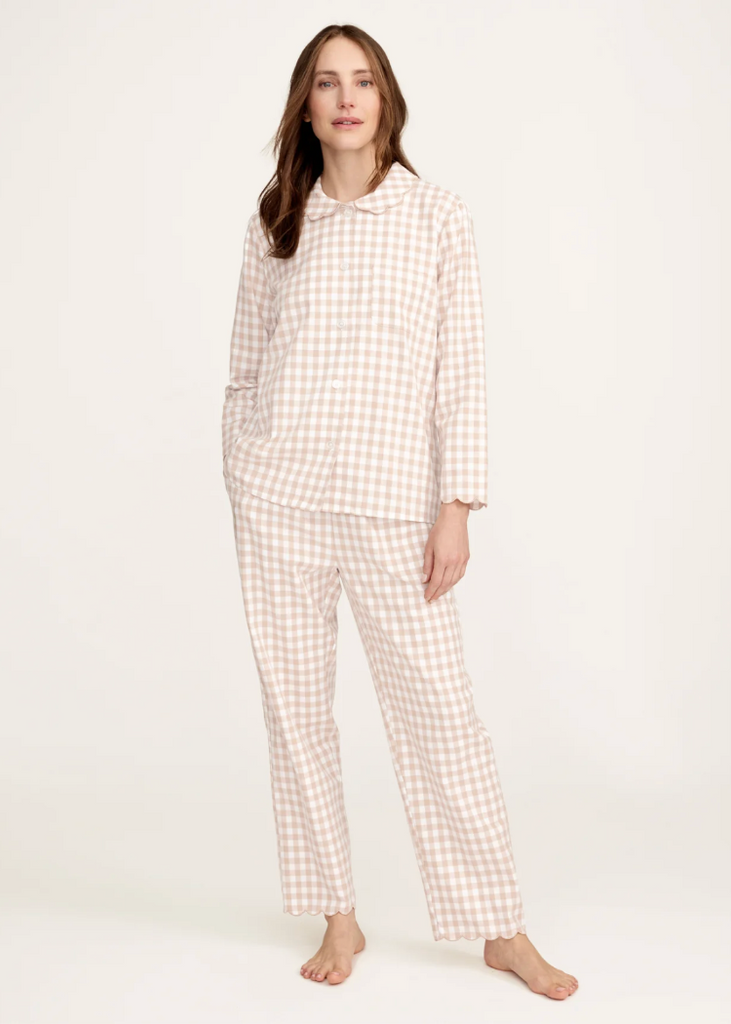 Petite Plume | Twill Colette Pajama in Camel Gingham