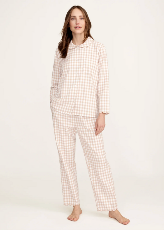Petite Plume | Twill Colette Pajama in Camel Gingham
