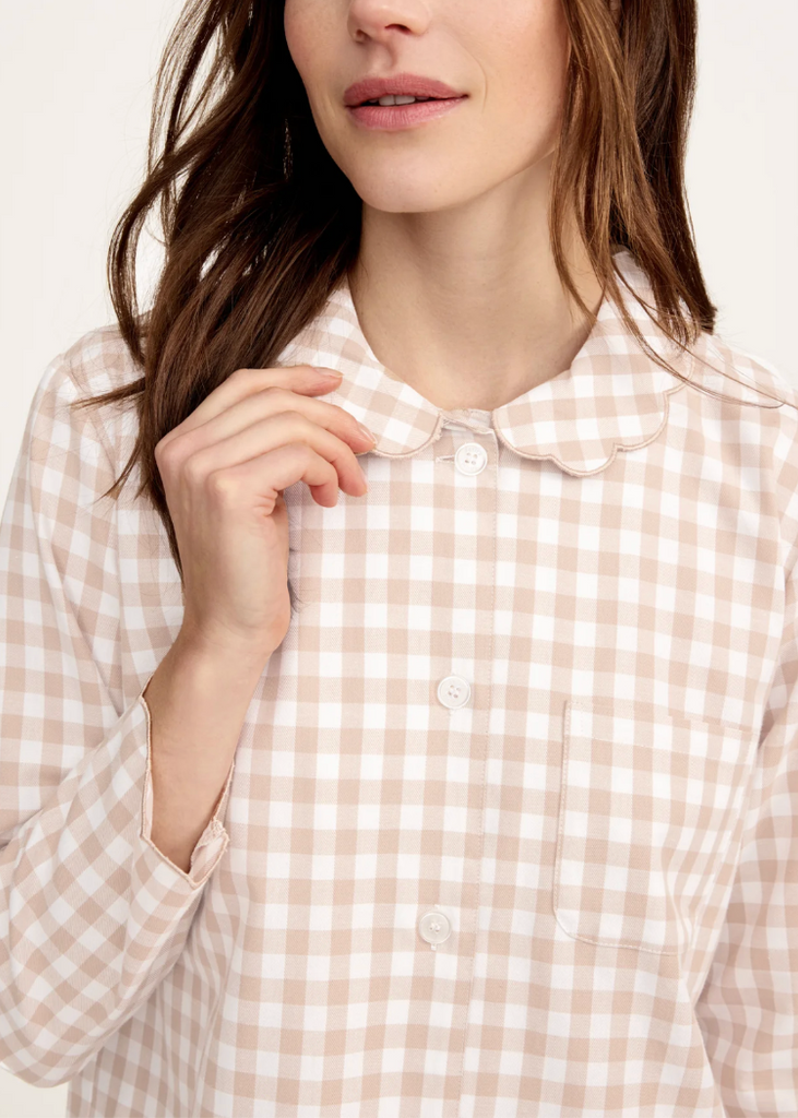 Petite Plume | Twill Colette Pajama in Camel Gingham