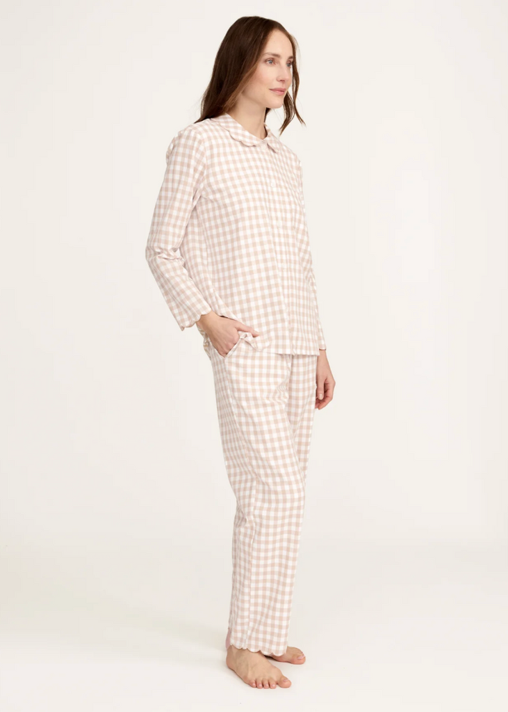 Petite Plume | Twill Colette Pajama in Camel Gingham