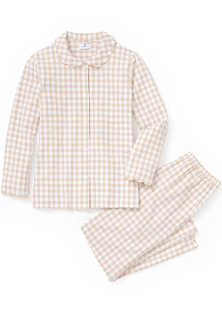 Petite Plume | Twill Colette Pajama in Camel Gingham