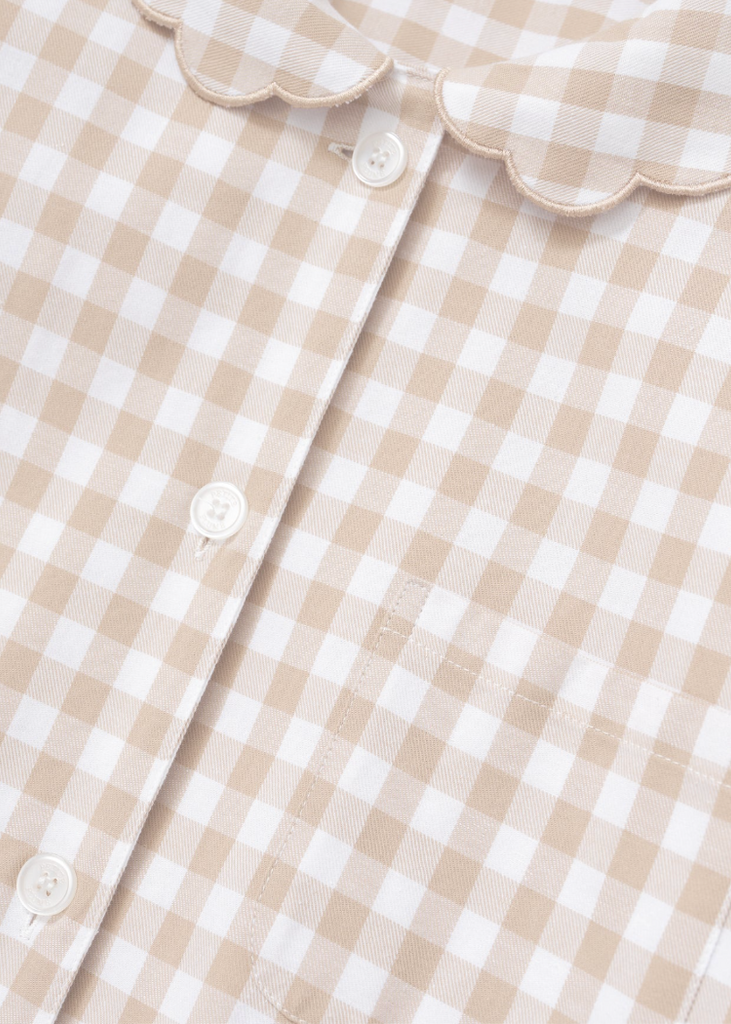 Petite Plume | Twill Colette Pajama in Camel Gingham