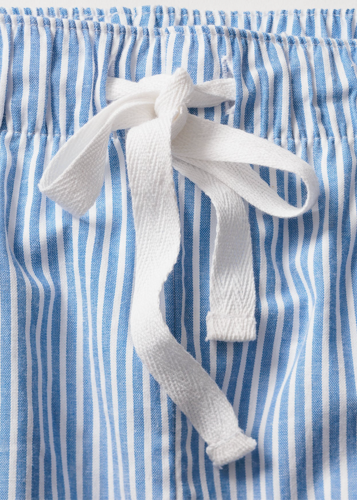 Petite Plume | Twill Pajama Set in French Blue Heritage Stripe