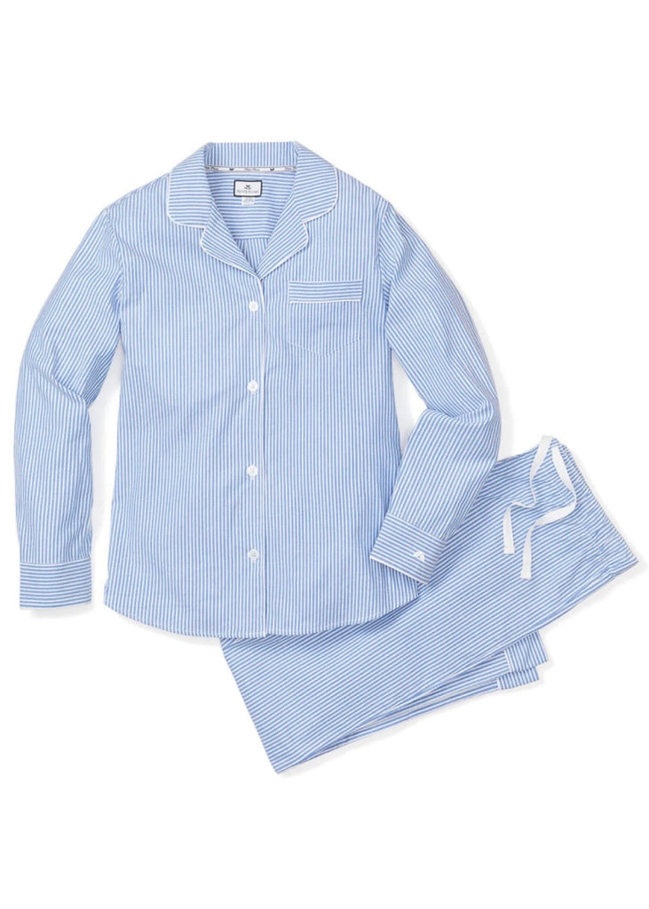 Petite Plume | Twill Pajama Set in French Blue Heritage Stripe