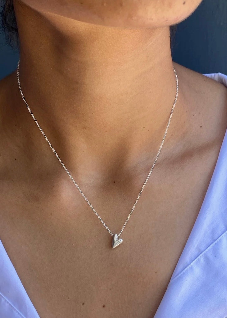 Philippa Roberts | Tiny Heart w/ 02ct Diamond Silver Necklace