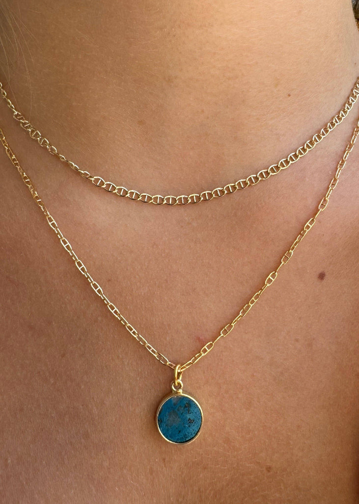 Philippa Roberts | Chrysocolla Coin Necklace | Vermeil
