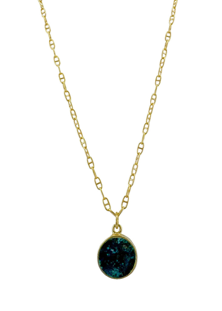 Philippa Roberts | Chrysocolla Coin Necklace | Vermeil