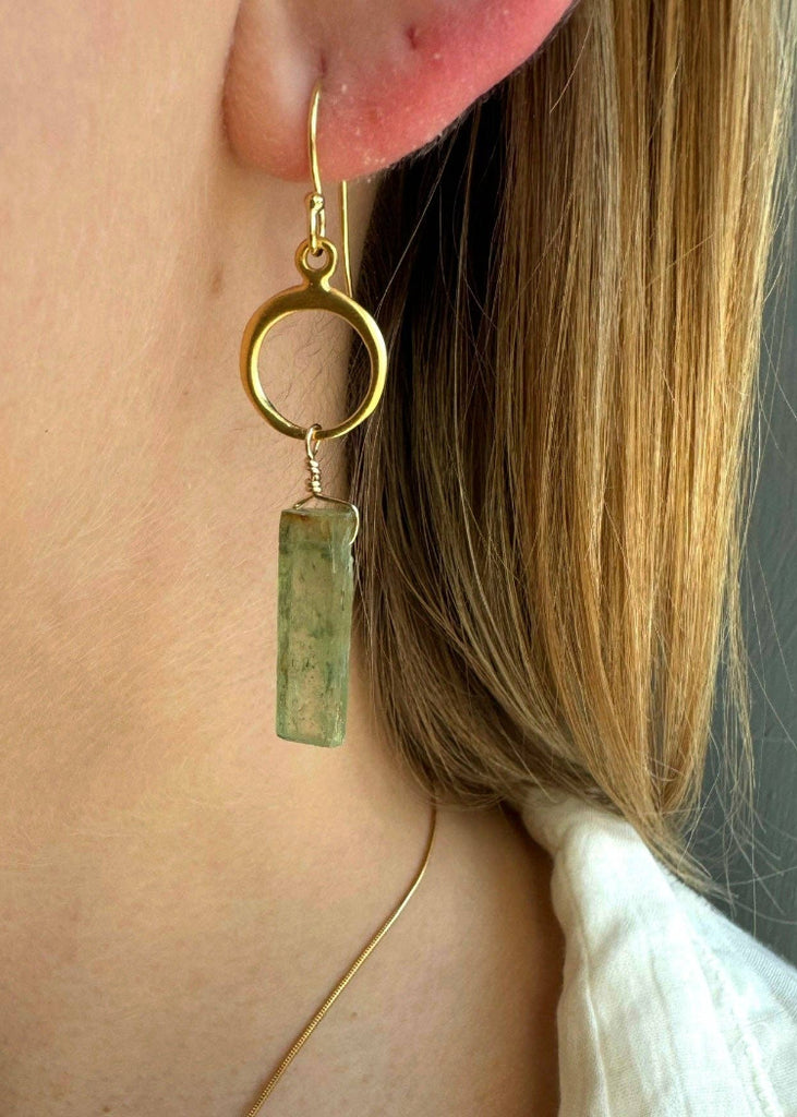 Philippa Roberts | Circle Green Kyanite Earrings | Vermeil