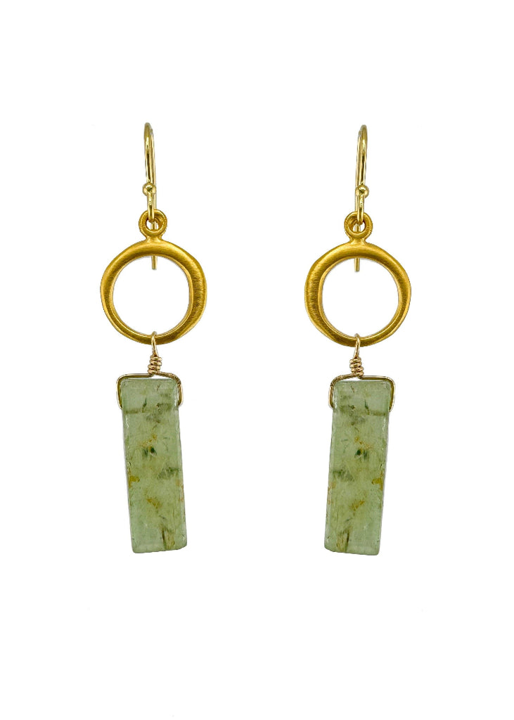 Philippa Roberts | Circle Green Kyanite Earrings | Vermeil