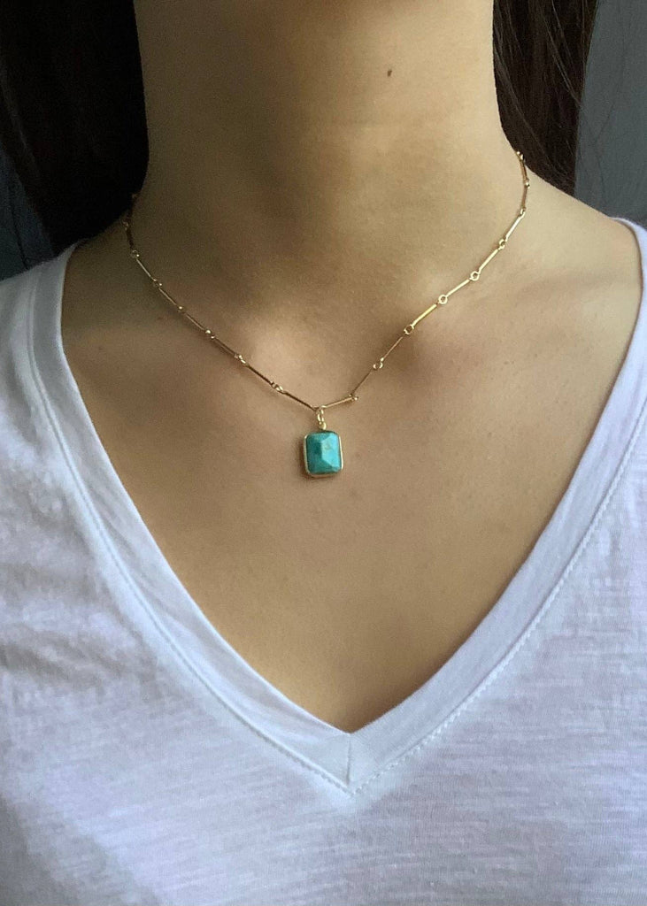 Philippa Roberts | Faceted Turquoise Rectangle Necklace | Vermeil