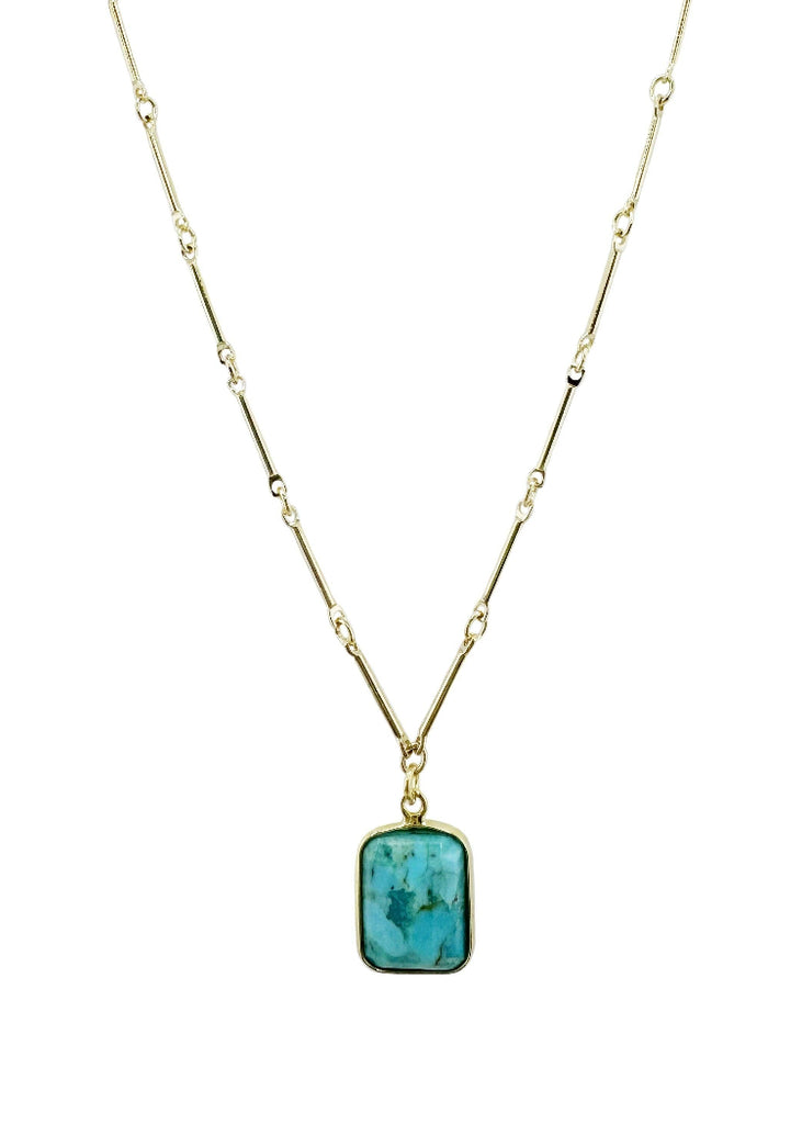 Philippa Roberts | Faceted Turquoise Rectangle Necklace | Vermeil