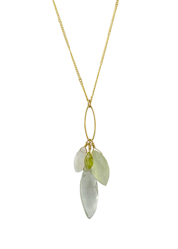 Philippa Roberts | Green Amethyst + Prehnite + Moonstone + Peridot Cluster Necklace | Vermeil