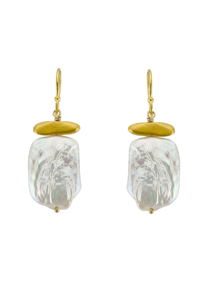 Philippa Roberts | Large Square Pearl Earrings | Vermeil
