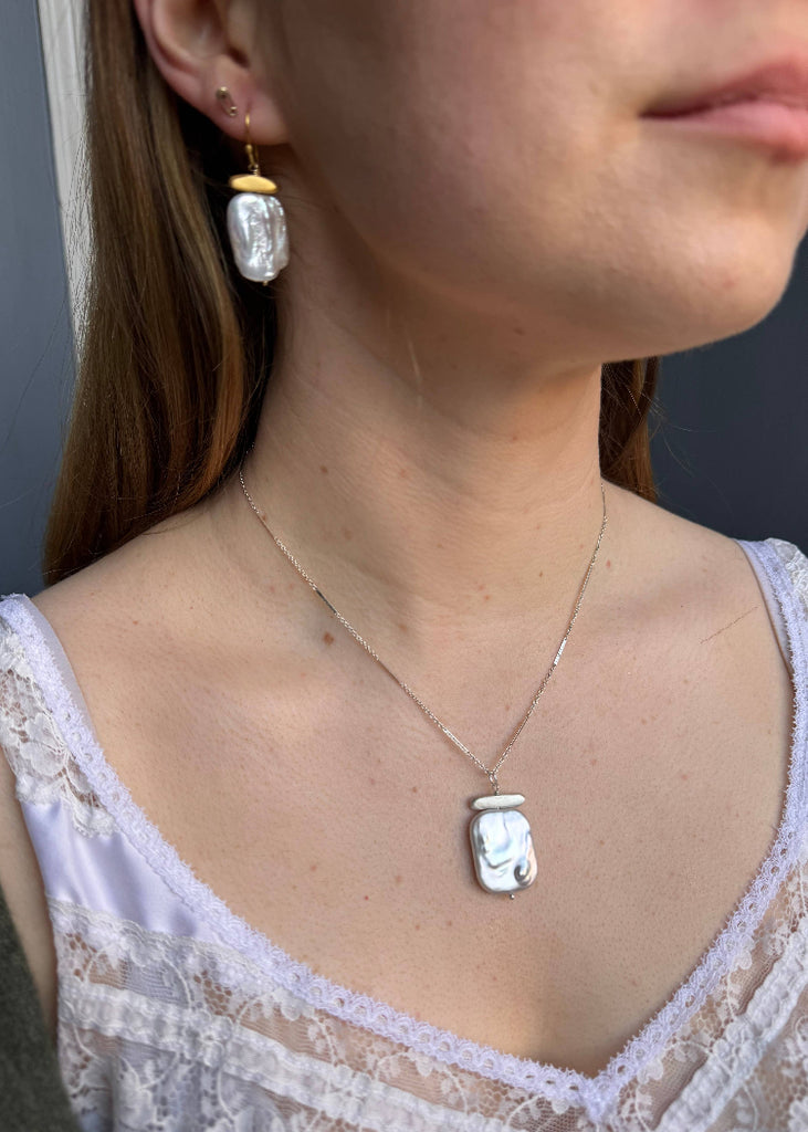 Philippa Roberts | Large Square Pearl Necklace | Silver