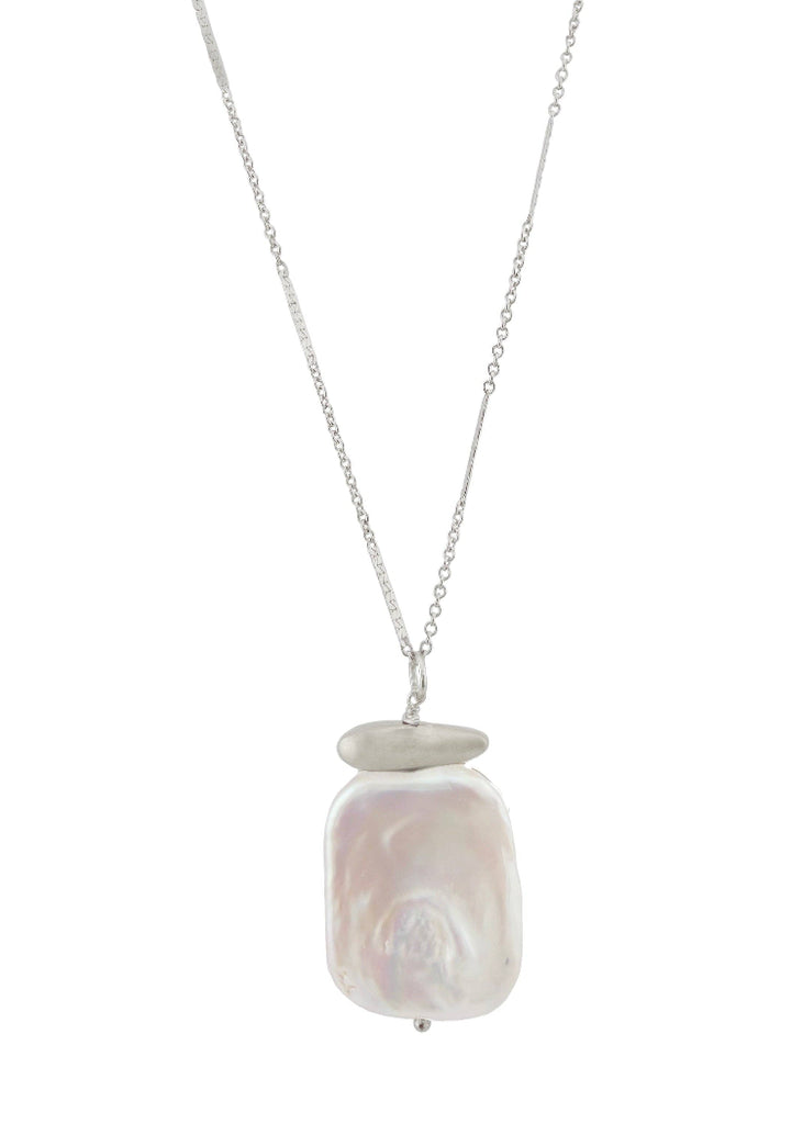 Philippa Roberts | Large Square Pearl Necklace | Silver