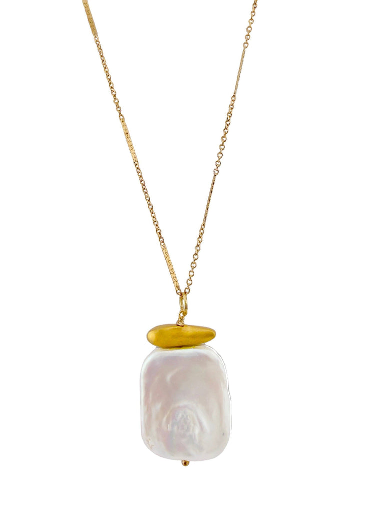 Philippa Roberts | Large Square Pearl Necklace | Vermeil