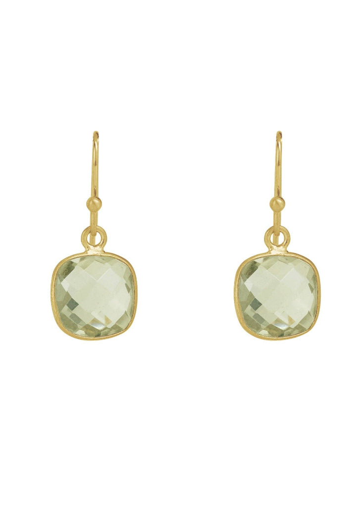 Philippa Roberts | Square Faceted Green Amethyst Earrings | Vermeil