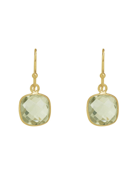 Philippa Roberts | Square Faceted Green Amethyst Earrings | Vermeil