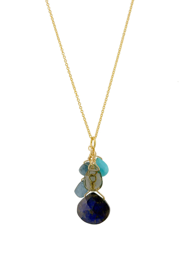 Philippa Roberts | Turquoise, Lapis, Blue Topaz Cluster Necklace | Vermeil