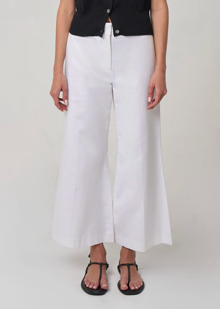 Phoebe Jon | Aria Cropped Pant in Cotton Twill | White