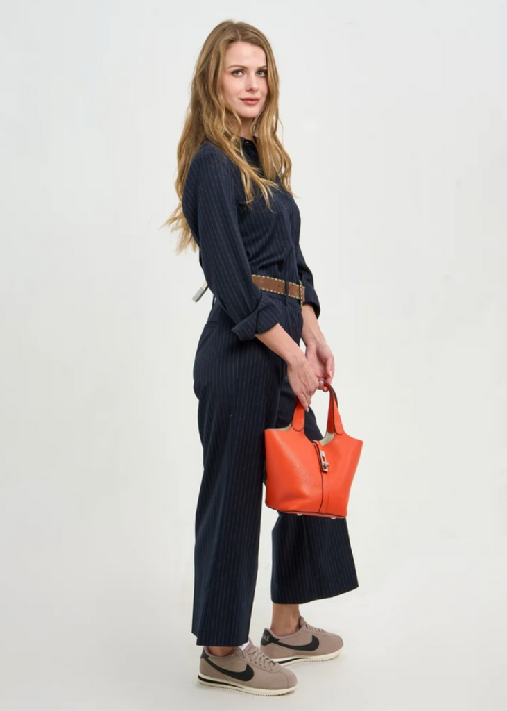 Phoebe Jon | Aria Cropped Pant in Pinstripe