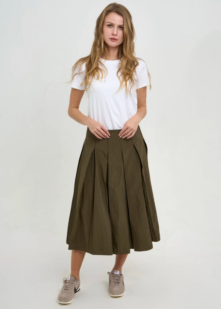 Phoebe Jon | Gemma Pleated Skirt in Olive