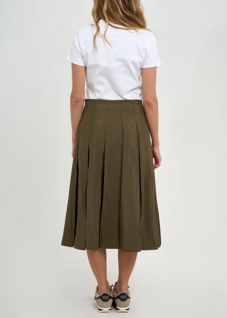Phoebe Jon | Gemma Pleated Skirt in Olive