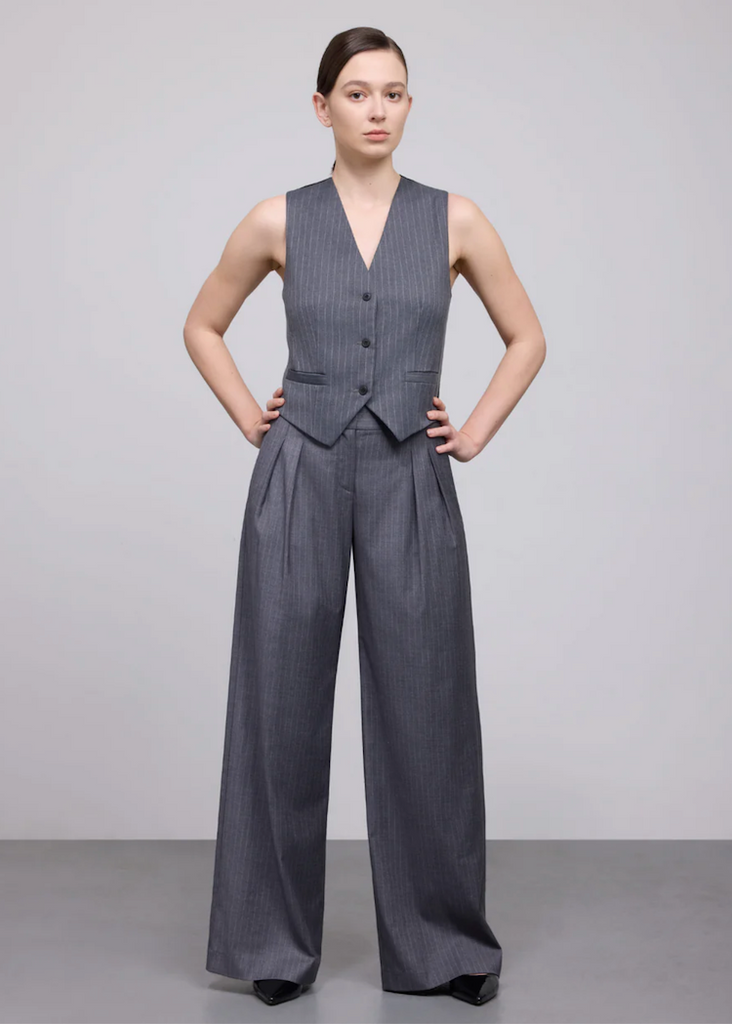 Phoebe Jon | Liza Pinstripe Pleated Pant