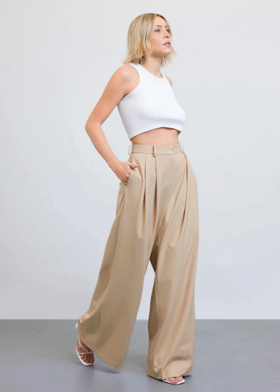 Phoebe Jon | Olivia Pleated Pant | Khaki