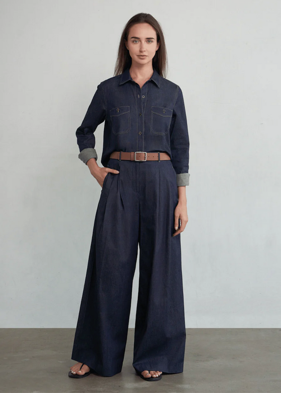 Phoebe Jon | Olivia Pleated Pant | Denim
