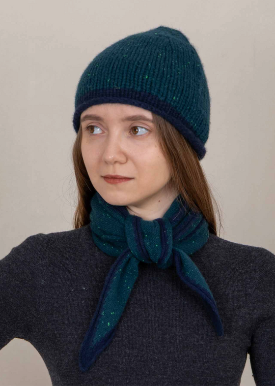 Oats + Rice | Cottage Hand-Knitted Rolled Edge Beanie | Pine