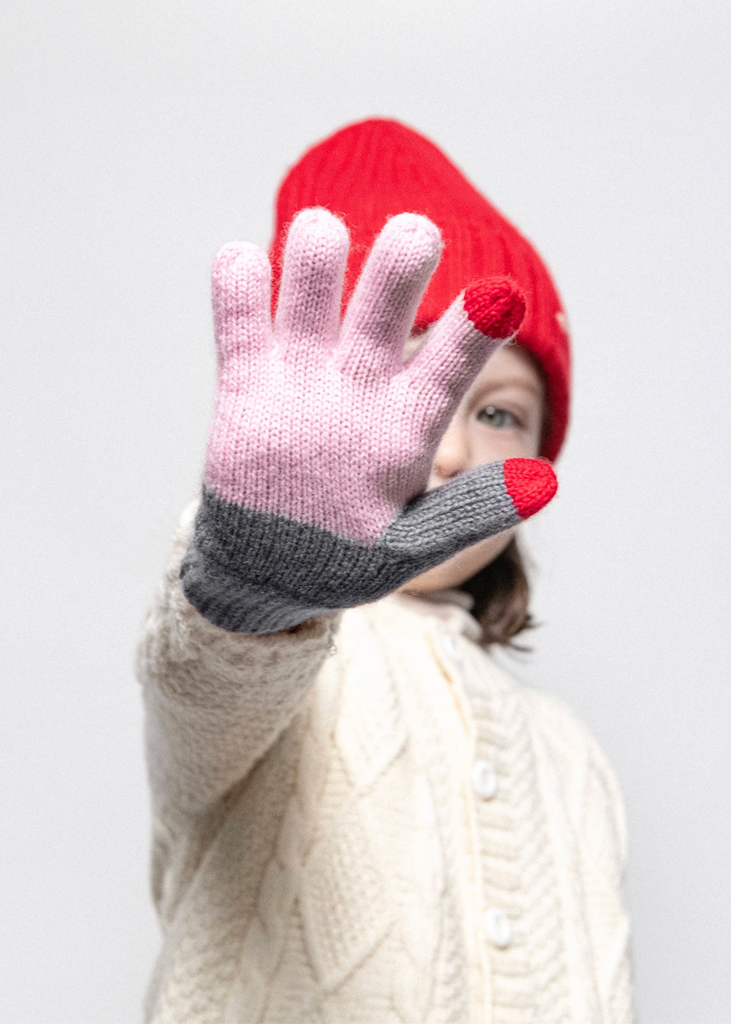 Pink/Red The Kids Being Kids Gloves | 1-2 Years Old