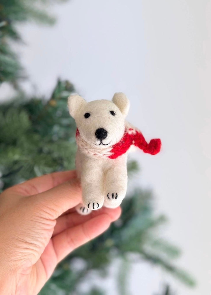 Polar Bear With Scarf Felt Ornament