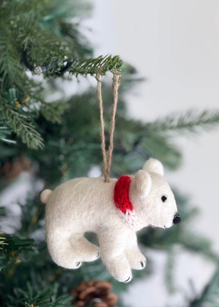 Polar Bear With Scarf Felt Ornament