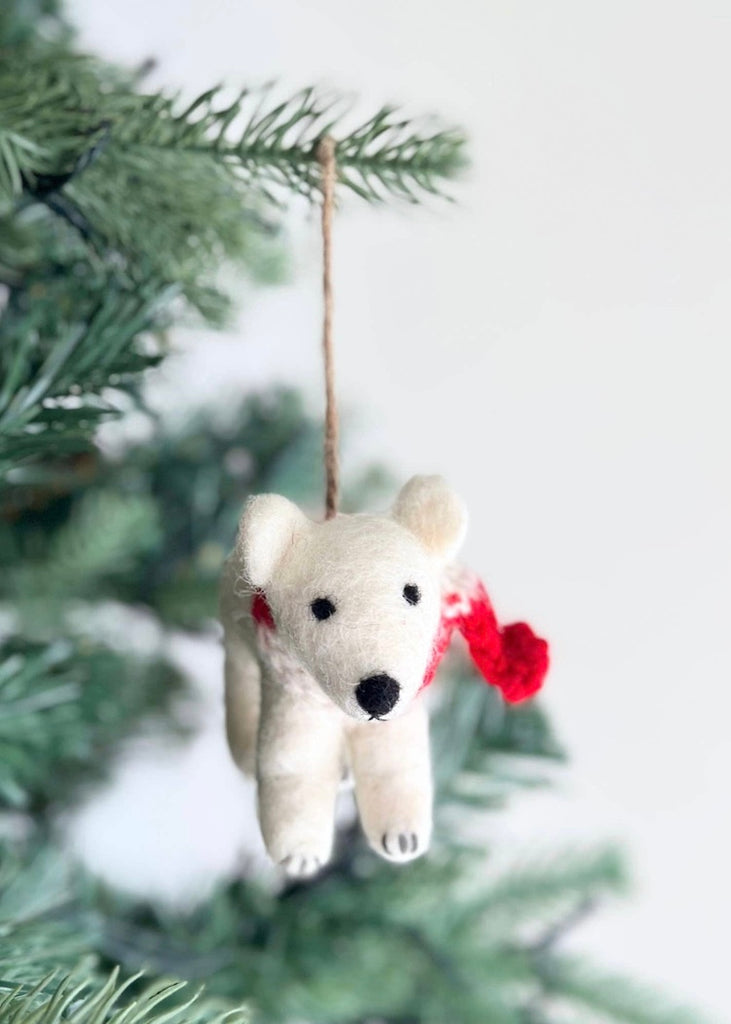 Polar Bear With Scarf Felt Ornament
