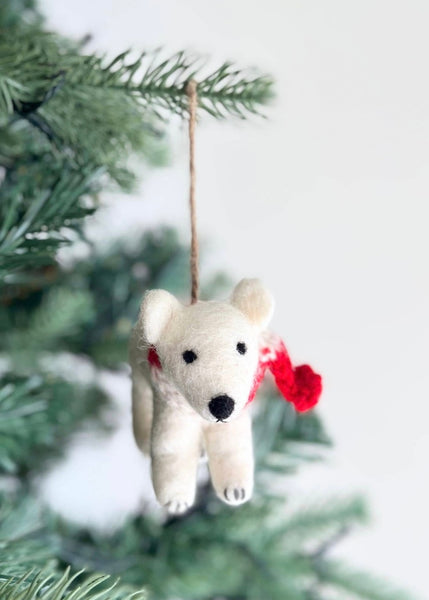 Felt Ornament | Polar Bear With Scarf